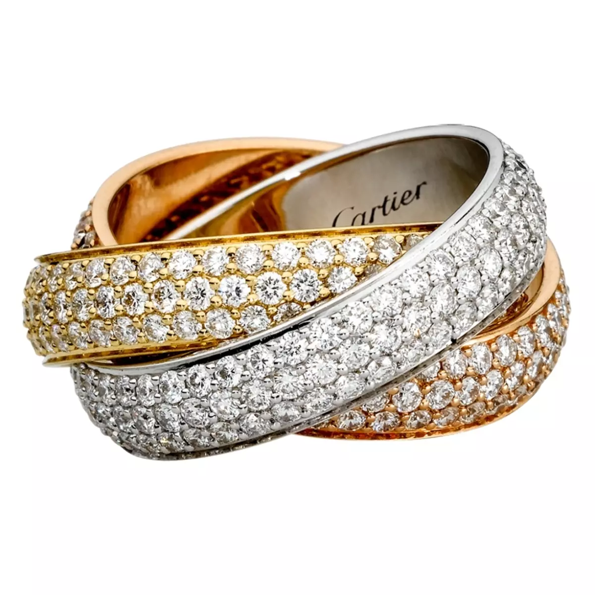 แหวนทรินิตี้ (54 รูป): แหวน Cartier Triple คุณสมบัติและประวัติของเขา 3145_51
