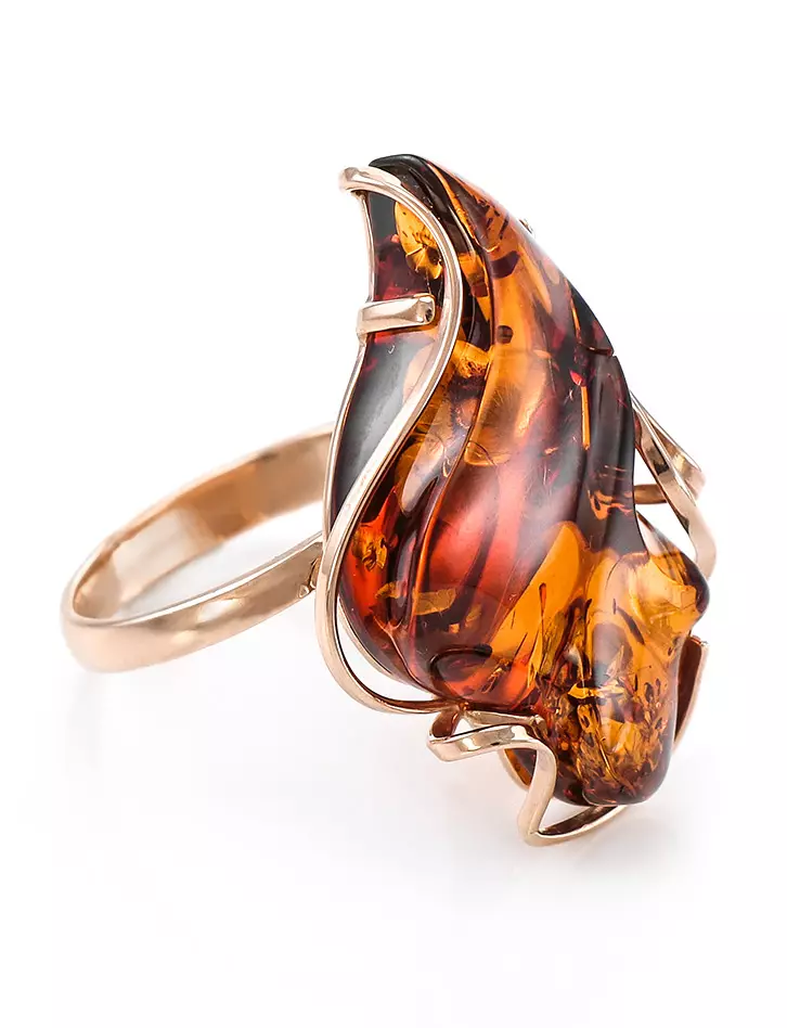 Cincin dengan amber (60 foto): dalam perak dan emas, cincin pepejal indah dari amber hijau dan pelbagai warna, dengan carnelian 3146_32