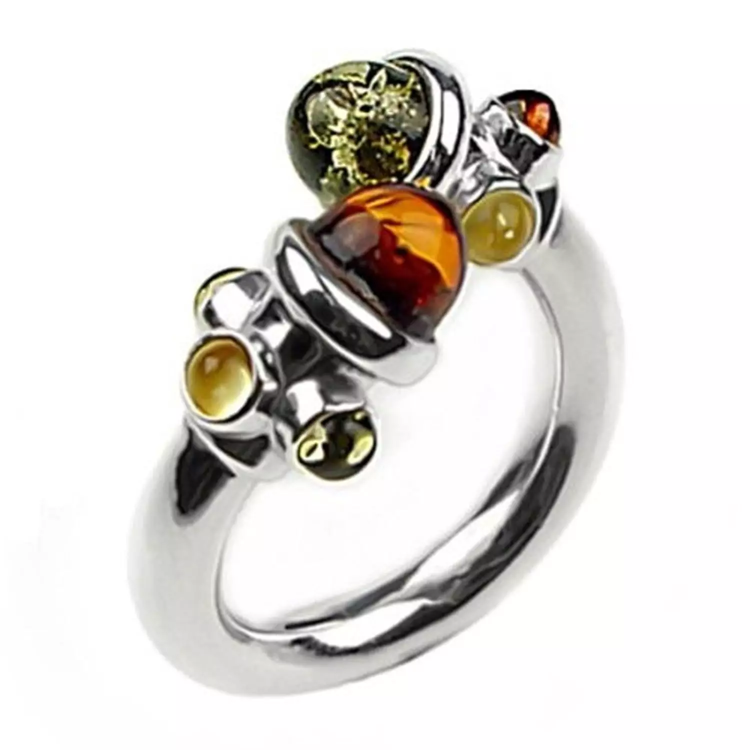 Anello con ambra (60 foto): in argento e in oro, bellissimo anello solido da verde ambra e multicolore, con corniola 3146_39