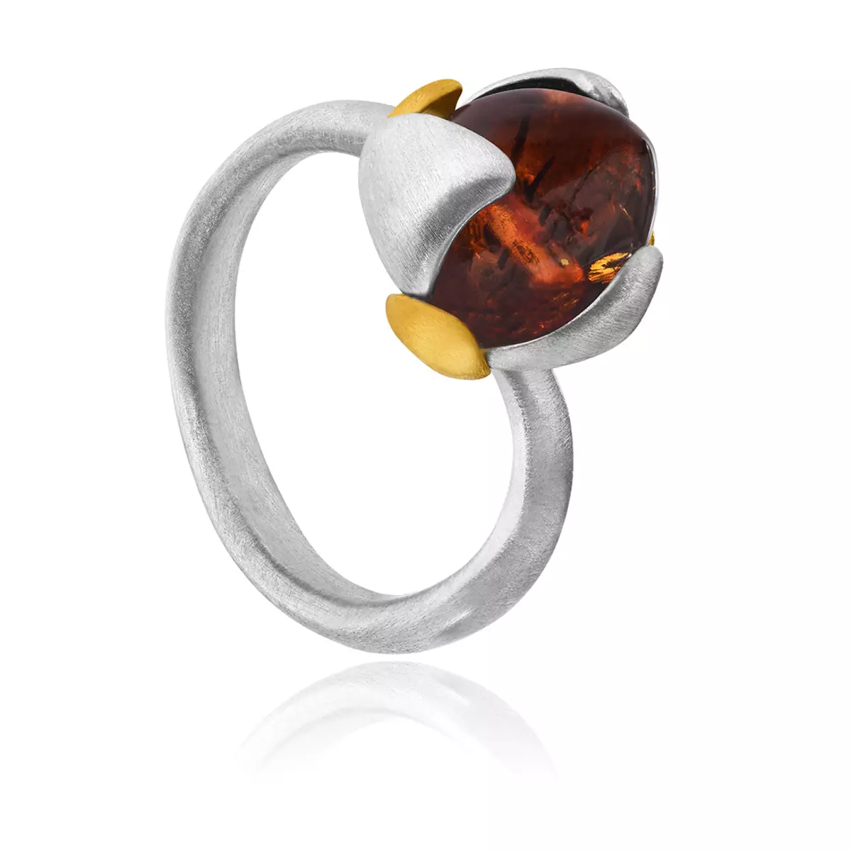 Anello con ambra (60 foto): in argento e in oro, bellissimo anello solido da verde ambra e multicolore, con corniola 3146_54