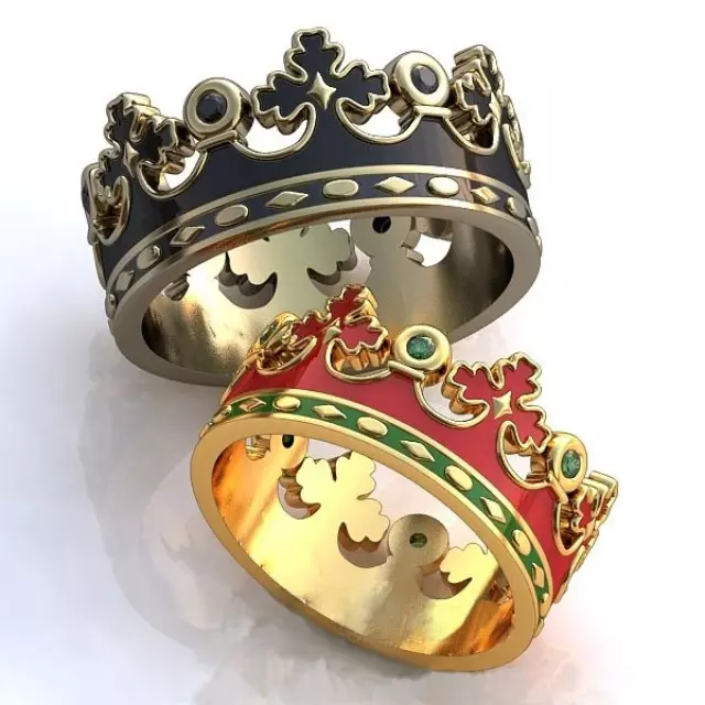 Венчални прстени во форма на круна (43 фотографии): Како да изберете пар и други модели во облик на круна 3153_17