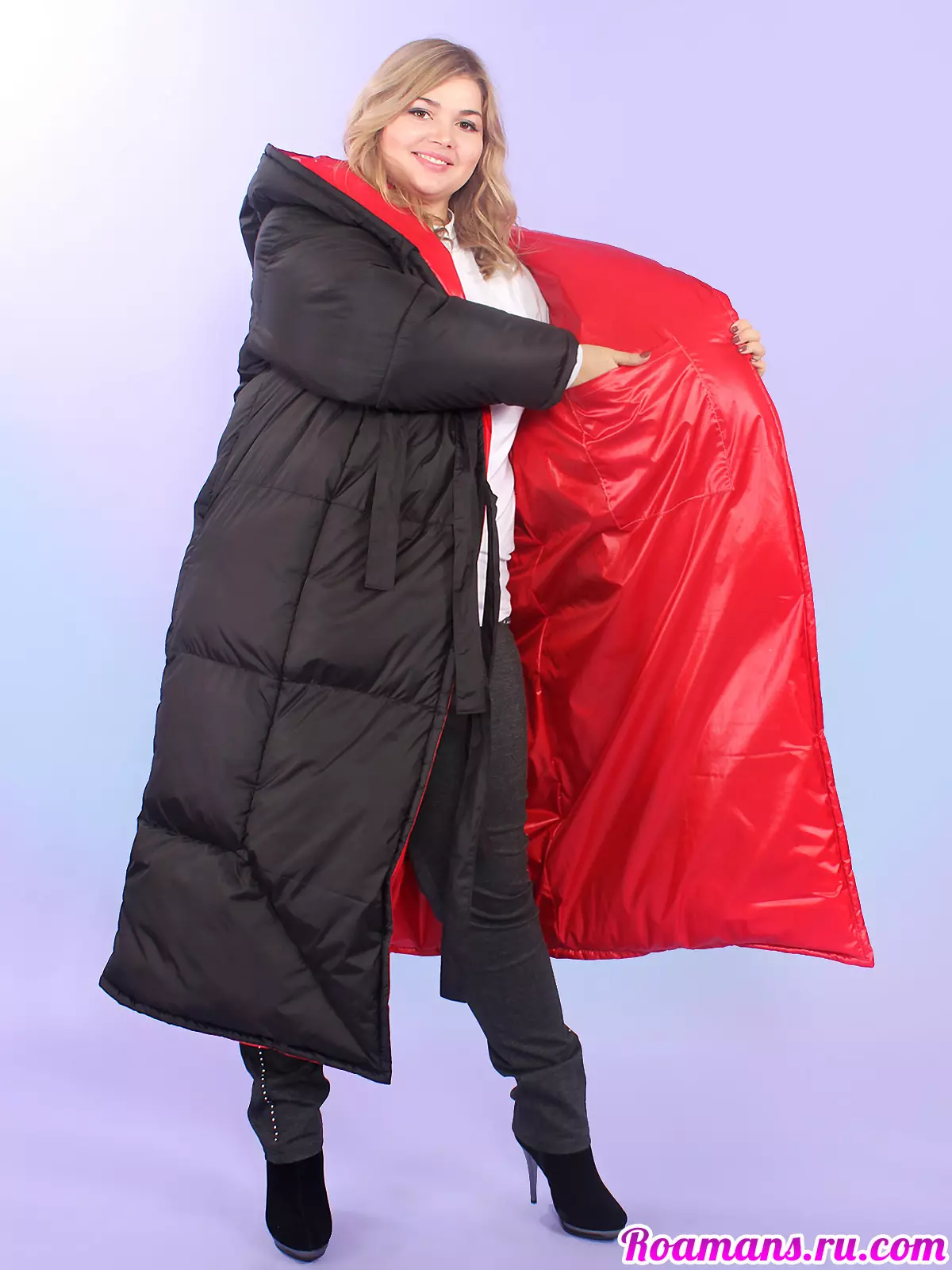 Κουβέρτες κάτω (112 φωτογραφίες): Γυναικεία χειμερινά παλτά και σακάκια-κουβέρτες με κουκούλα και χωρίς. Τι να φορέσω? Κομψά μοντέλα μάρκας 315_109