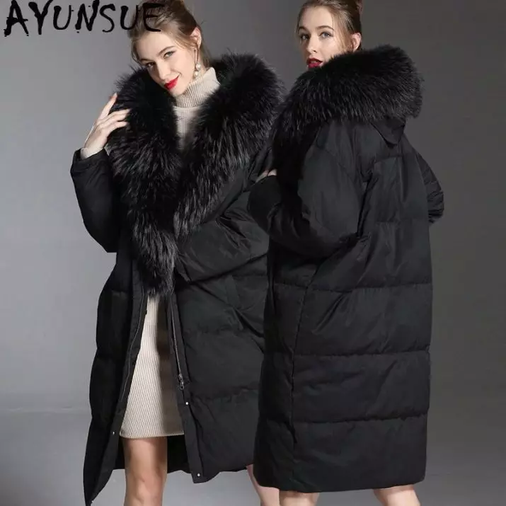 Down Tekid (112 fotot): Naiste talve mantlid ja jakid-tekid kapuuts ja ilma. Mida kanda? Stiilsed brändi mudelid 315_75