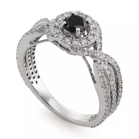 戒指與黑鑽石（51張照片）：黑色和白色石頭，帶有大鑽石和珍珠的環軌道 3162_14