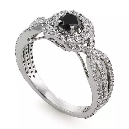 Ring mit schwarzem Diamant (51 Fotos): mit schwarzen und weißen Steinen, Ringspur mit großen Diamanten und Perlen 3162_14