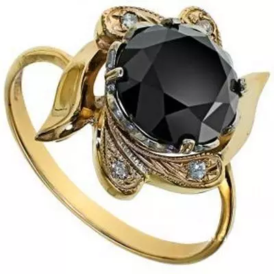 Ring mit schwarzem Diamant (51 Fotos): mit schwarzen und weißen Steinen, Ringspur mit großen Diamanten und Perlen 3162_22