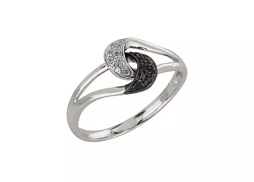 Прстен са црним дијамантским (51 фотографијама): са црним и белим камењем, прстеном са великим дијамантским и бисерима 3162_26