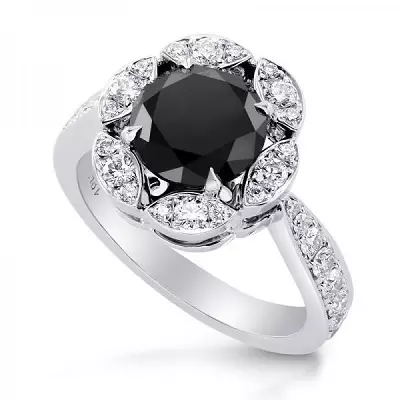 戒指與黑鑽石（51張照片）：黑色和白色石頭，帶有大鑽石和珍珠的環軌道 3162_3