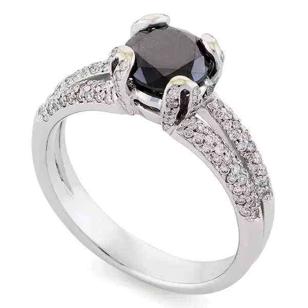 戒指與黑鑽石（51張照片）：黑色和白色石頭，帶有大鑽石和珍珠的環軌道 3162_43