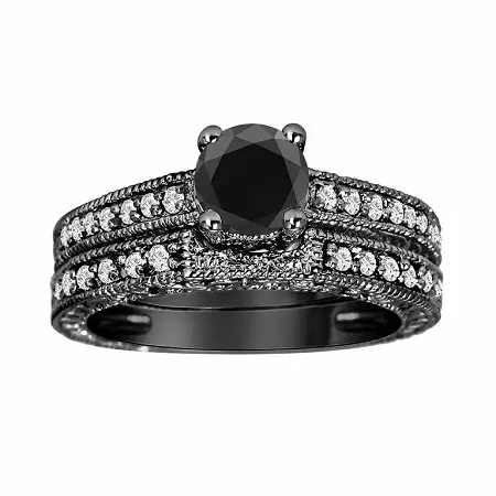 戒指與黑鑽石（51張照片）：黑色和白色石頭，帶有大鑽石和珍珠的環軌道 3162_51