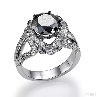 Прстен са црним дијамантским (51 фотографијама): са црним и белим камењем, прстеном са великим дијамантским и бисерима 3162_9