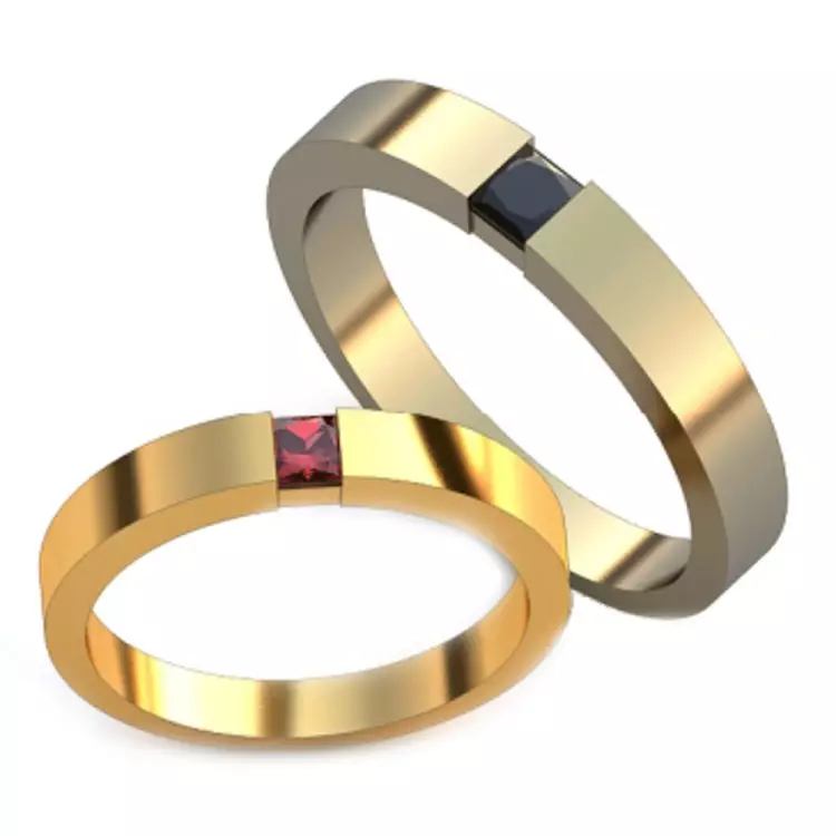 Aneis de matrimonio con pedras (50 fotos): é posible un anel de voda feminino con pedras negras nun círculo 3167_46