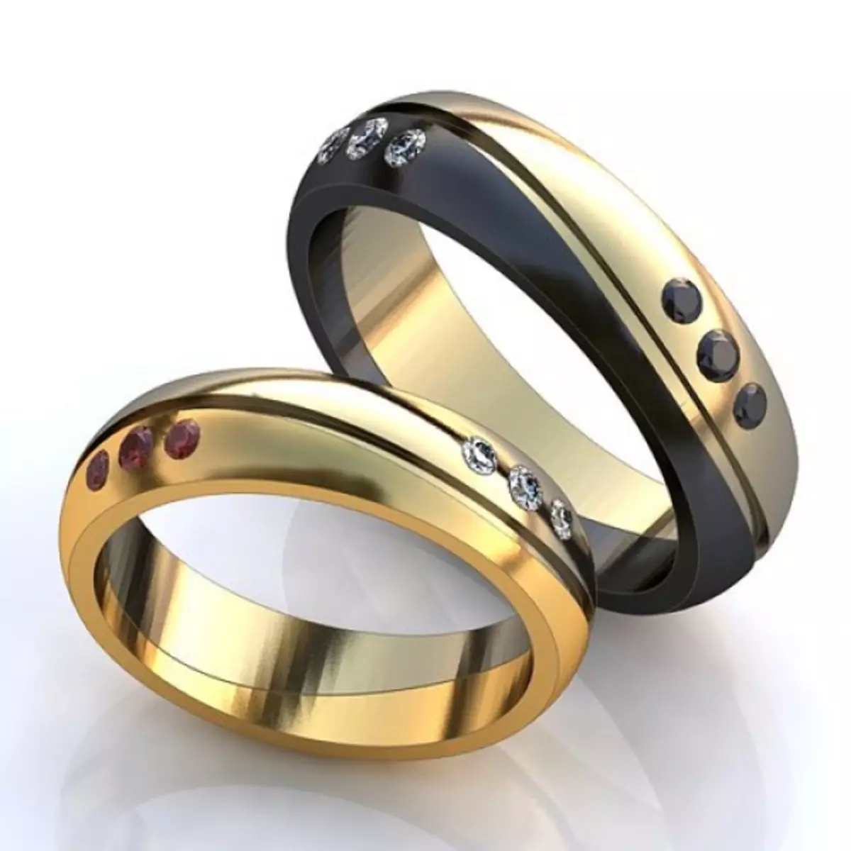 Esküvői gyűrűk kövekkel (50 fotók): Lehetséges, hogy egy női esküvői gyűrű fekete kövekkel egy körben 3167_49
