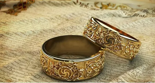 Slavic Wedding Rings (35 mga larawan): Mga modelo ng kasal na may mga simbolo ng Slavic at may kasal, mga panuntunan ng kanilang suot 3170_12