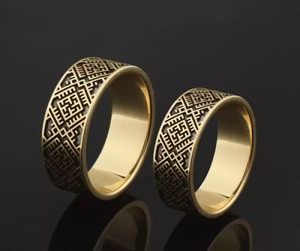 Slavic Wedding Rings (35 mga larawan): Mga modelo ng kasal na may mga simbolo ng Slavic at may kasal, mga panuntunan ng kanilang suot 3170_16