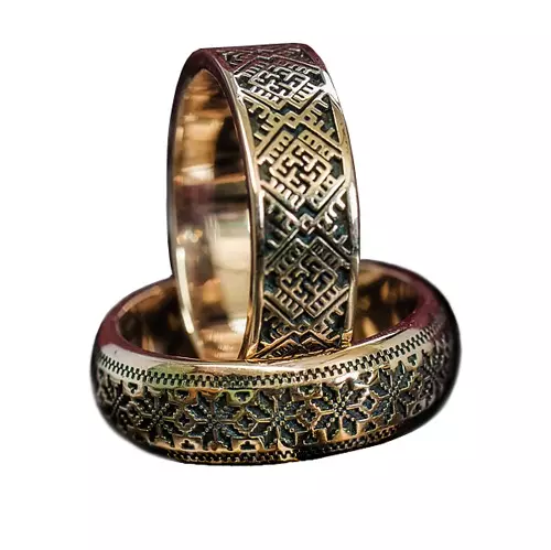 Slavic Wedding Rings (35 mga larawan): Mga modelo ng kasal na may mga simbolo ng Slavic at may kasal, mga panuntunan ng kanilang suot 3170_35
