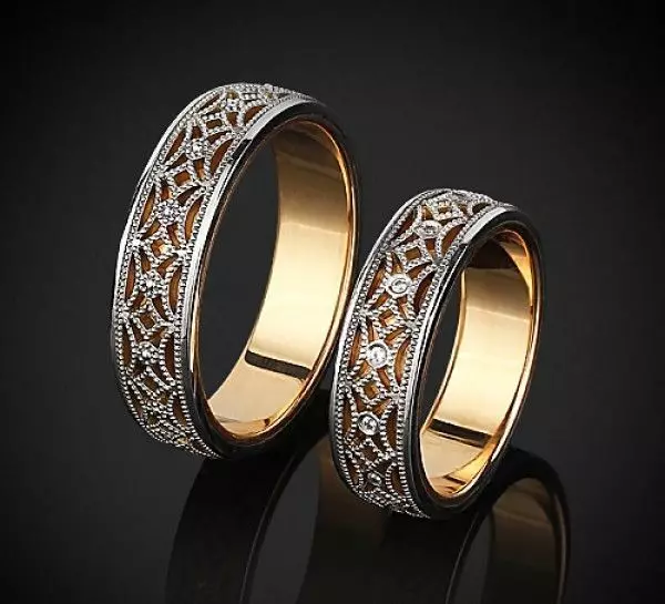 Nhẫn cưới đôi (41 ảnh): Nhẫn cưới của phụ nữ trên một ngón tay và các mô hình khác 3177_13