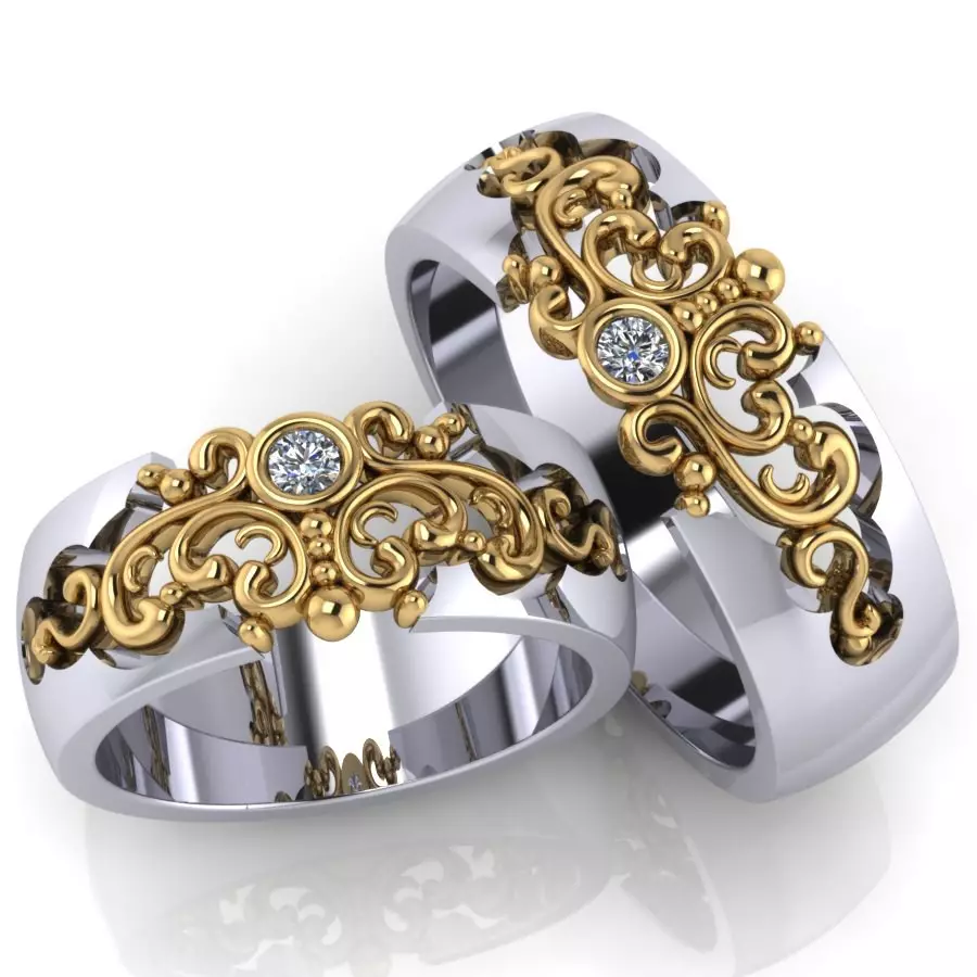 Inele duble de nunta (41 fotografii): inel de nunta pentru femei pe un deget si alte modele 3177_22