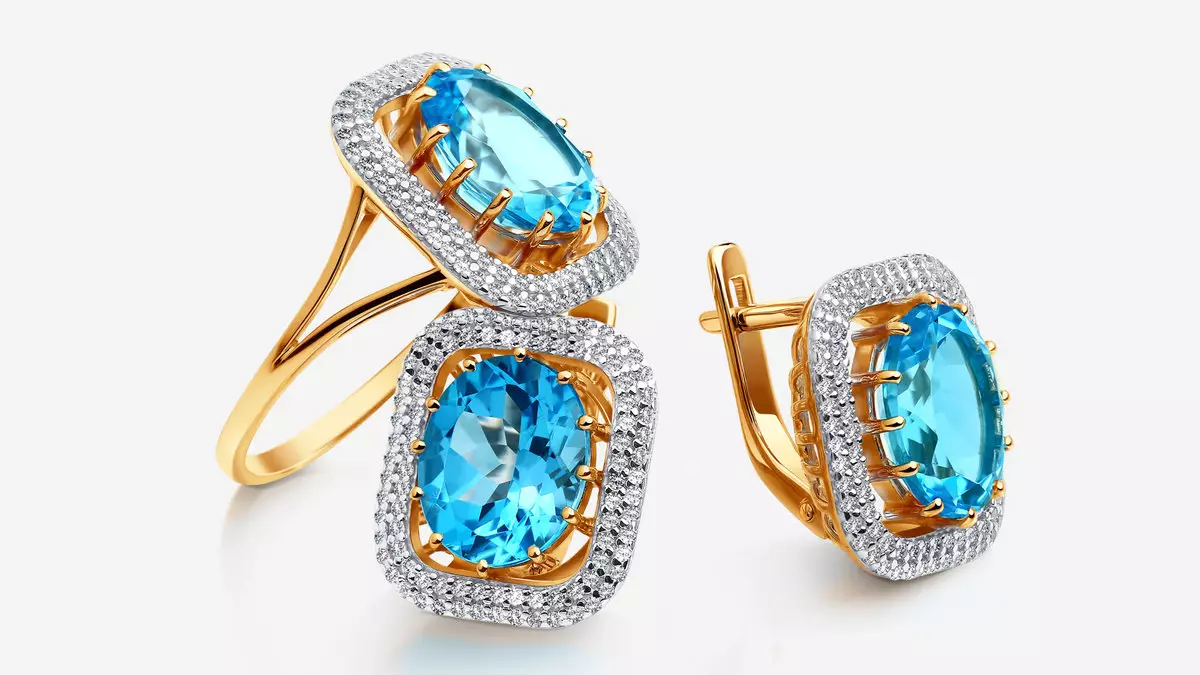 Blue Topaz (27 foto's): magie en andere eigenschappen. Beschrijving van Topazy Swiss Blue, Sky Blue and Andere soorten. Betekenis van edelsteen 3249_5