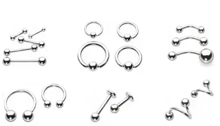Uhani za piercing (94 fotografij): Ušesni modeli, Nap in nos, Gold za jezik in ustnice in druge vrste 3311_70