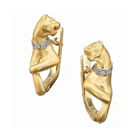 EARRING GOLD (137 Foto): Anting Fashion 2021 dalam bentuk kucing, cincin, kupu-kupu dan hidung untuk wanita dengan mutiara dan emas kuning 3317_7