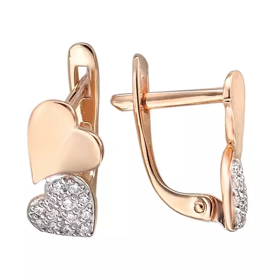 Gold Earrings (137 mga larawan): Fashion Earrings 2021 sa anyo ng mga pusa, singsing, butterflies at ilong para sa mga kababaihan na may perlas at dilaw na ginto 3317_97