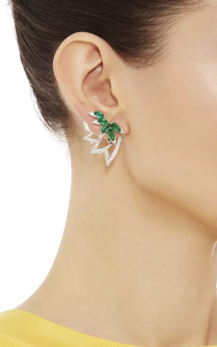 Mga ariyos nga adunay esmeralda (75 Mga Litrato): Bulawan ug Silver, Emerald Earrings nga adunay mga diamante 3329_69