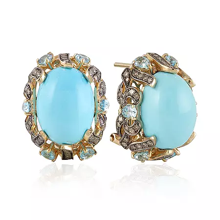 Earringen mei turquoise (86 foto's): modellen yn goud en sulveren, stijlvol ilveren earringen mei natuerlike turquoise 3335_12