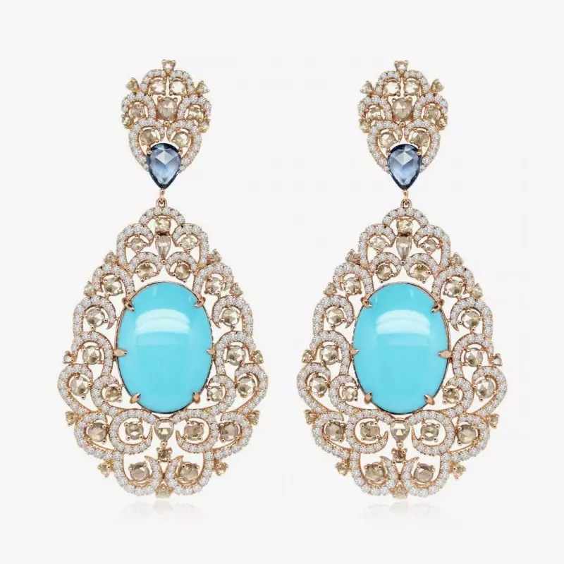 Earringen mei turquoise (86 foto's): modellen yn goud en sulveren, stijlvol ilveren earringen mei natuerlike turquoise 3335_14