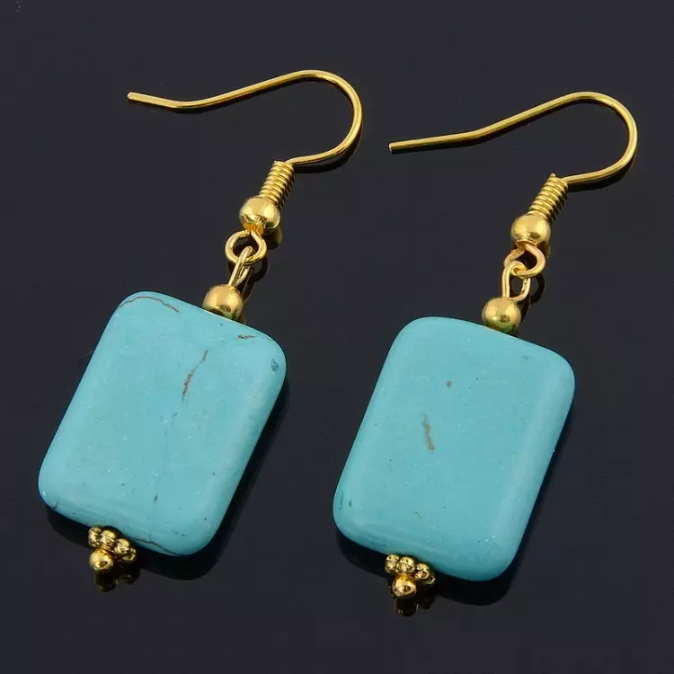 Earringen mei turquoise (86 foto's): modellen yn goud en sulveren, stijlvol ilveren earringen mei natuerlike turquoise 3335_24