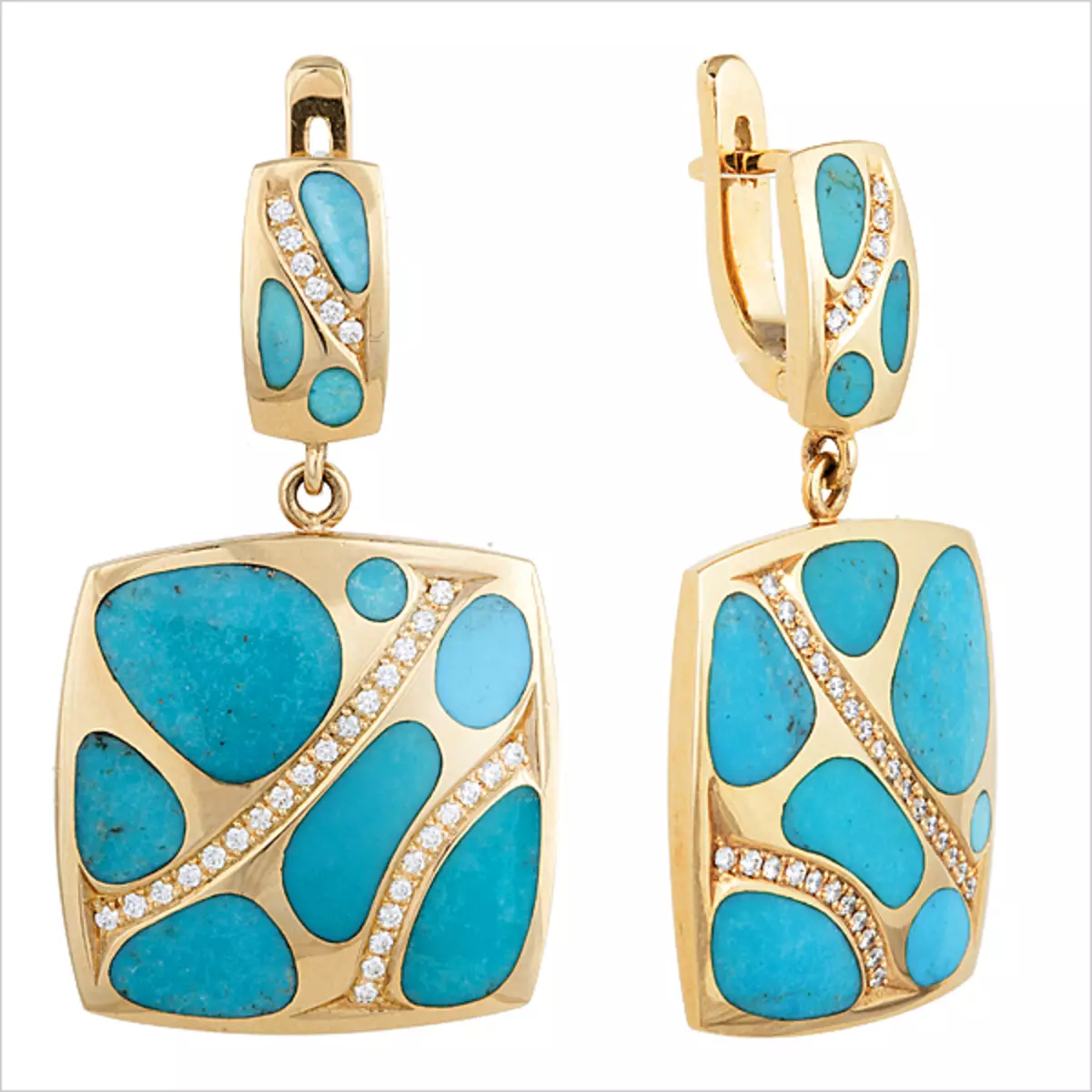 Earringen mei turquoise (86 foto's): modellen yn goud en sulveren, stijlvol ilveren earringen mei natuerlike turquoise 3335_28