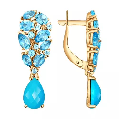 Earringen mei turquoise (86 foto's): modellen yn goud en sulveren, stijlvol ilveren earringen mei natuerlike turquoise 3335_54