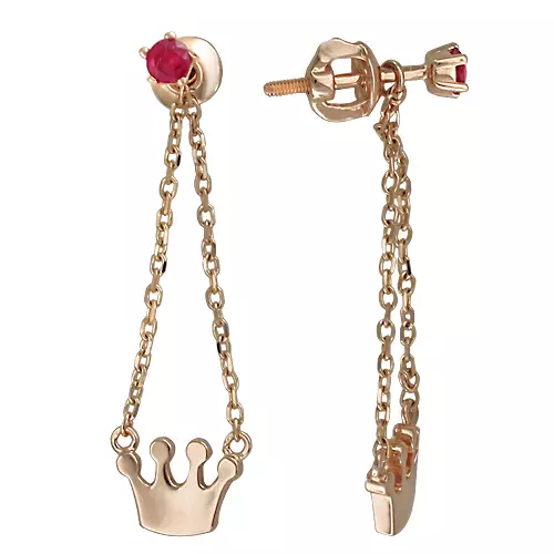 Earrings dengan Ruby (66 foto): Anting Emas dan Perak, Model Perak Bergaya Seperti Maskot 3337_28