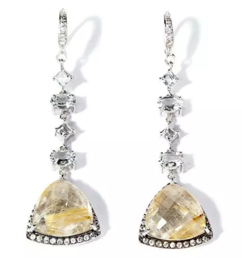 Earrings dengan Mountain Crystal (56 Foto): Anting-Anting Bergaya dengan Batu Trendy dalam Emas 3349_36