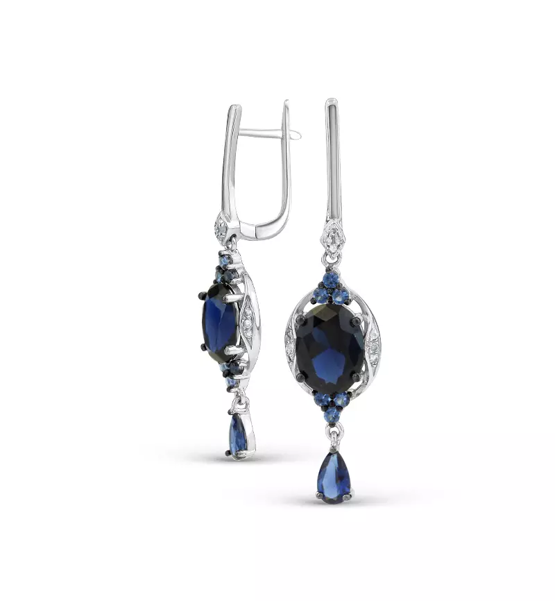 Bông tai vàng trắng (85 ảnh): Các mô hình với sapphires, bông tai đẩy với ngọc trai và không có đá 3431_28