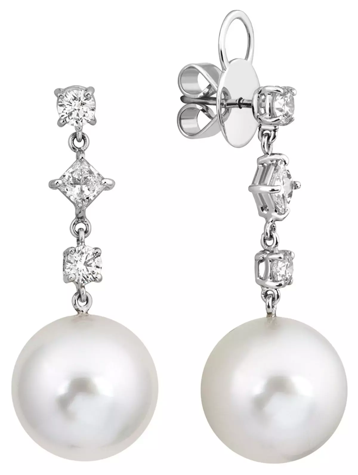 Weißgold-Ohrringe (85 Fotos): Modelle mit Saphiren, Ohrringe schiebt mit Perlen und ohne Steine 3431_55