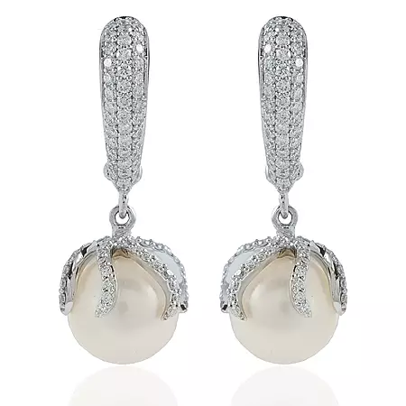 Weißgold-Ohrringe (85 Fotos): Modelle mit Saphiren, Ohrringe schiebt mit Perlen und ohne Steine 3431_56