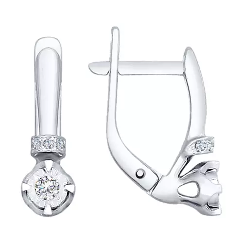 Earrings Emas Putih (85 Foto): Model dengan Safir, anting-anting mendorong dengan mutiara dan tanpa batu 3431_77