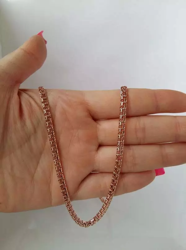 Jenis Tenun Gold Chains (122 foto): Nama jenis tenun model wanita, tenun modis untuk bertiup dan rantai tebal 3488_83