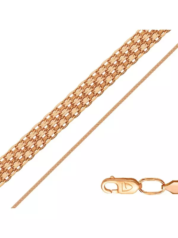 Cadea de encaixe Golden (52 fotos): Produtos de mulleres feitas de ouro con tecido Flasher e Snake 3506_38