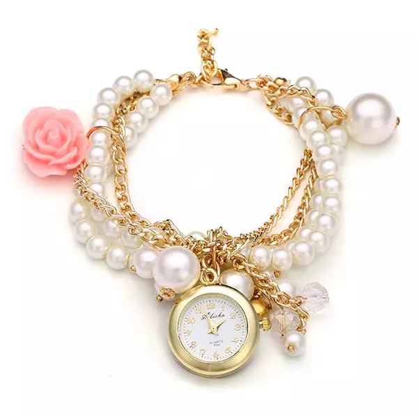 นาฬิกาสีทองพร้อมสร้อยข้อมือทองคำ (77 รูป): รูปแบบทองคำของผู้หญิง 3559_38