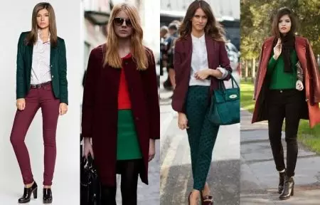 Kombinácia Burgundy Farba v oblečení (75 fotografií): Čo je Bordeaux kombinuje, na koho ide, ako nosiť blondínky burgundské šaty 3604_22