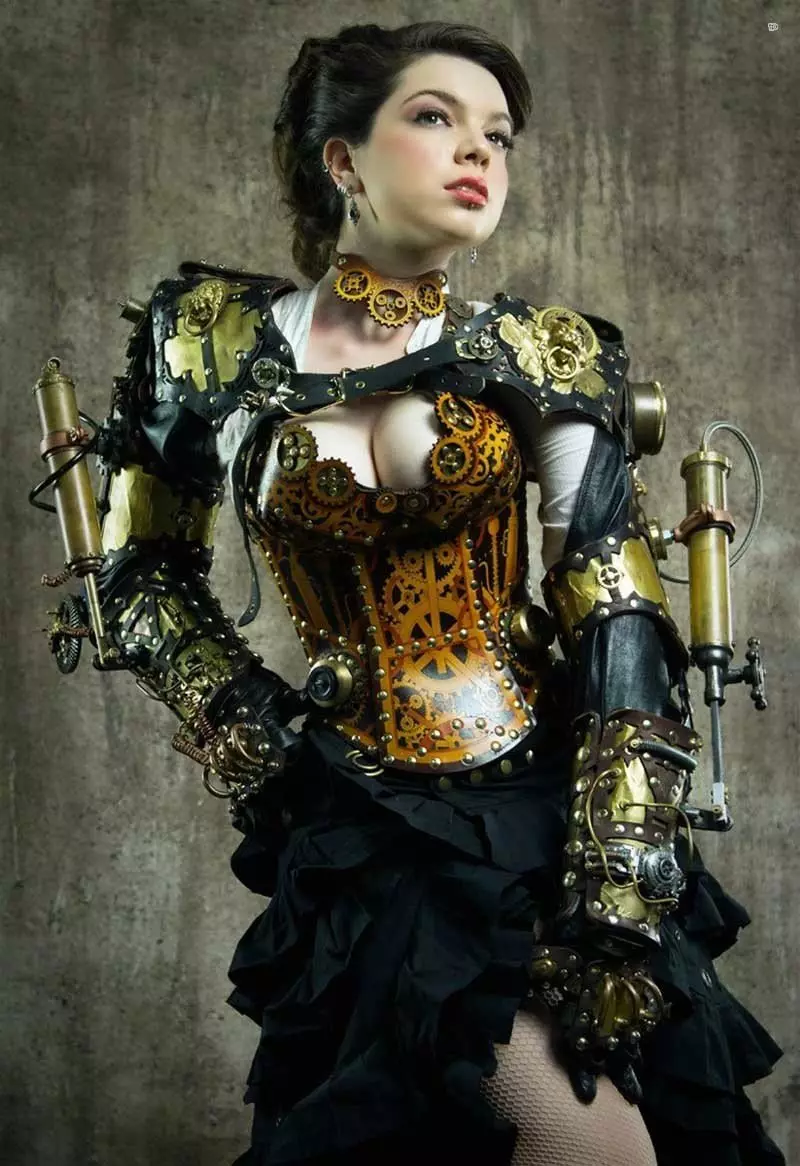 Steampunk სტილის ტანსაცმელი (80 ფოტო): მამაკაცის ლუქსი, ქალთა კაბები, ქამრები და სხვა აქსესუარები ყოველდღიურ ცხოვრებაში 3639_18