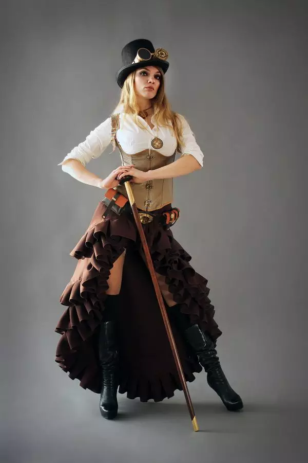 Steampunk Style хувцас (80 зураг): Эрэгтэй костюм, эмэгтэйчүүдийн хувцас, бүслэлт, бүс, бусад хэрэгслүүд 3639_26