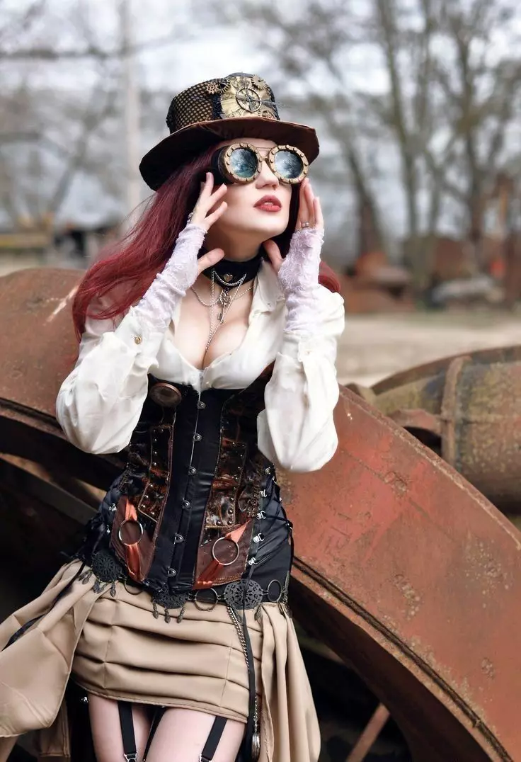 Steampunk-Stil-Kleidung (80 Fotos): Herrenanzüge, Frauenkleider, Gürtel und anderes Zubehör für den Alltag 3639_69