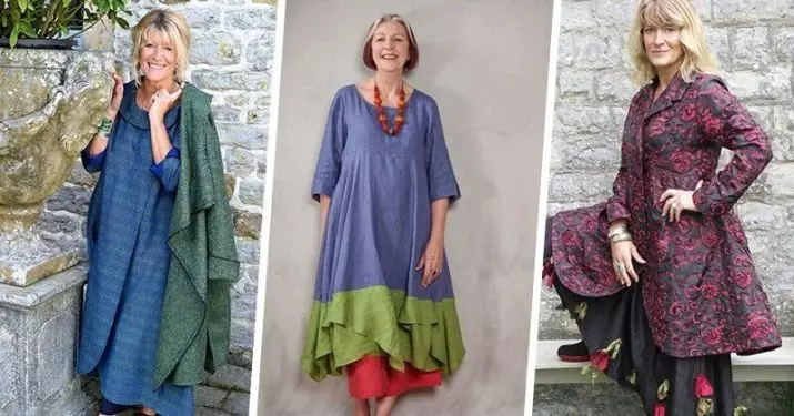 Bocho stils sievietēm pēc 50 gadiem (80 fotogrāfijas): nūjas pilna un plānas dāmas, vasaras jakas un citas drēbes boho-elegances stilā 3659_16