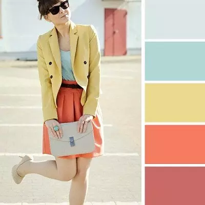 کپڑے میں رنگین بلاک (55 فوٹو): سویٹر، بیگ، کوٹ اور دیگر چیزوں کی مثال پر رنگ بلاک کے انداز کے بارے میں رنگ کو روکنے اور رنگ کے بلاک کے بارے میں 3661_22