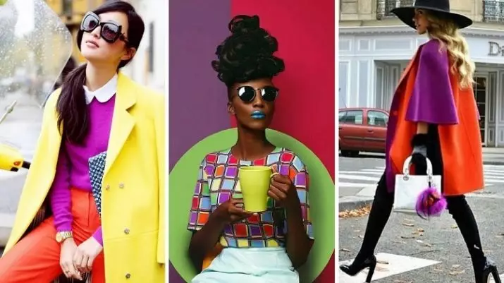 Bloque de cores en roupa (55 fotos): Recibir o bloqueo de cor e todo sobre o estilo de bloque de cores no exemplo de blusas, bolsas, abrigo e outras cousas 3661_28