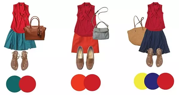 Bloque de cores en roupa (55 fotos): Recibir o bloqueo de cor e todo sobre o estilo de bloque de cores no exemplo de blusas, bolsas, abrigo e outras cousas 3661_30