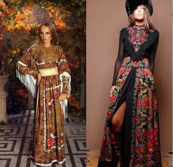 રશિયન-શૈલીના કપડાં (99 ફોટા): સ્લેવિક અને રશિયન-લોક શૈલી, ઇવાન્કા, બાહ્ય વસ્ત્રો 3714_38